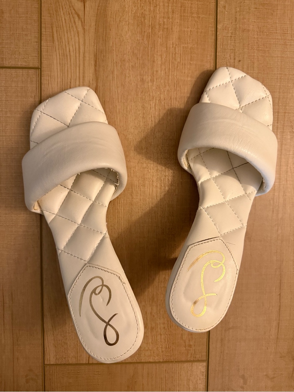 Sam Edelman Women’s Quilted Slide Heels White Size 8
